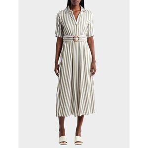 NWOT Tahari Striped Green and White Midi Dress